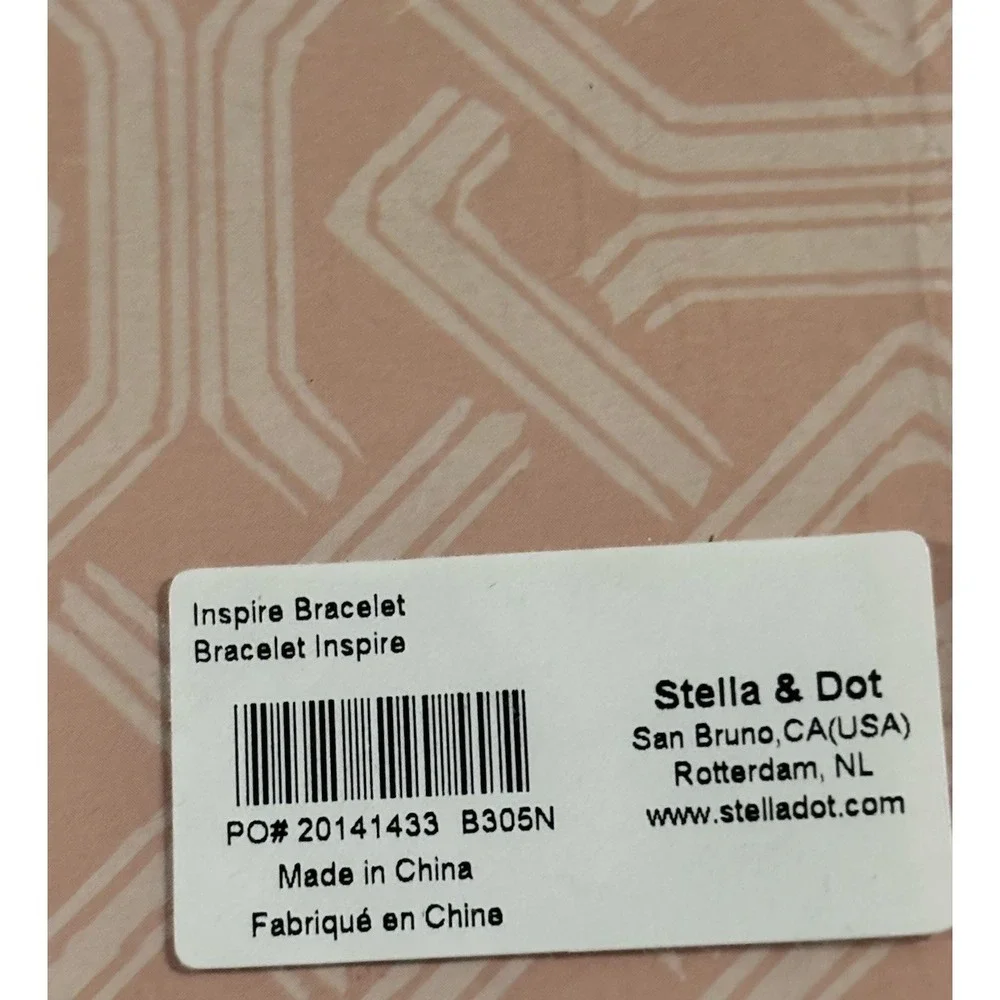 Stella &‎ Dot 2 Bracelets 1 Pink & 1 Tan Strength & Inspire Gold Toned New